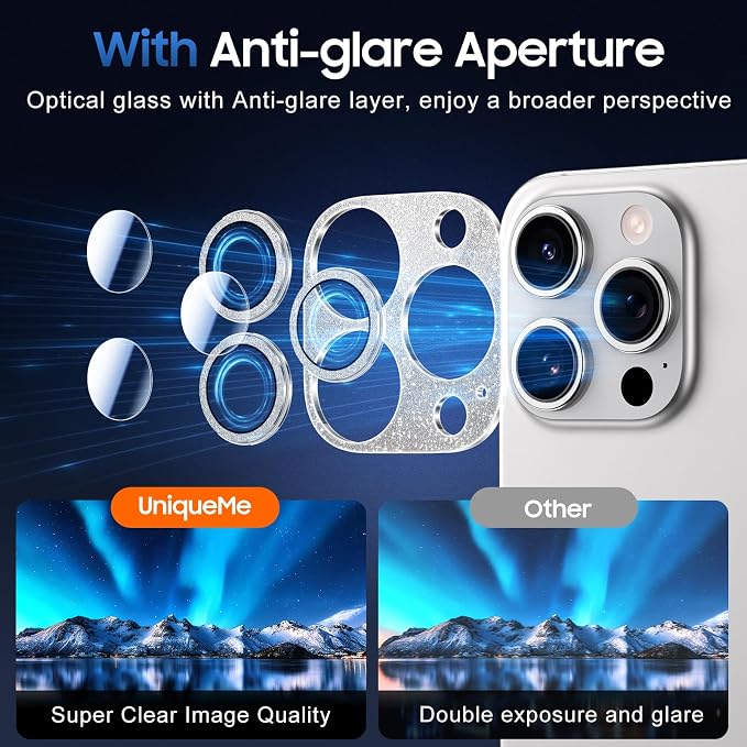 UniqueMe for 3 Pack iPhone 15 Pro/iPhone 15 Pro Max Camera Lens Protector - Image 4