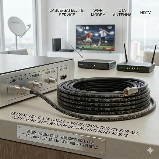 KUNOVA 100 FT RG-6 Coaxial Cable RG6 3.5 Ghz - Image 4