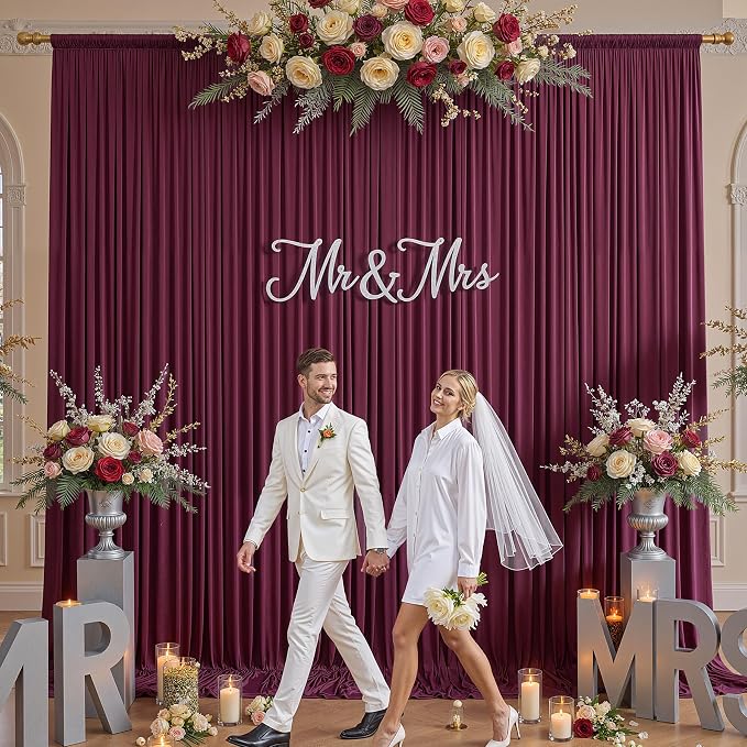 50ft x 12ft Burgundy Backdrop Curtains - Image 5