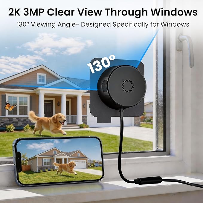 【2 Pack】Window Camera, 2K 3MP WiFi Dome Cameras - Image 3