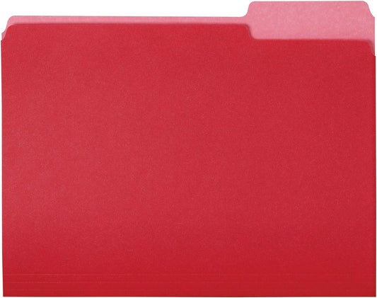 Amazon Basics File Folders, Letter Size, 1/3 Cut Tab, Red, 36-Pack