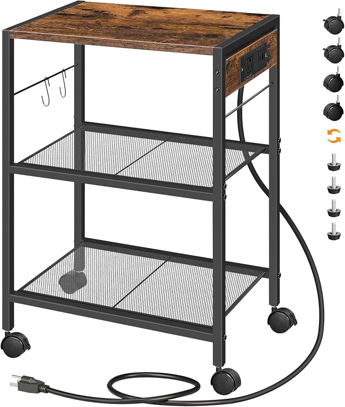 HOOBRO Industrial Printer Stand, 3-Tier Mobile Printer Table, Rolling Cart by HOOBRO