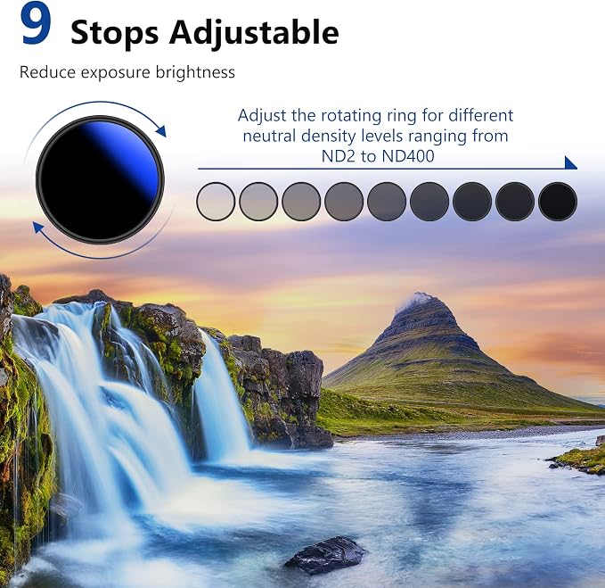 NEEWER 77mm Variable ND Filter ND2-ND400, Neutral Density Filter, Water and - Image 3