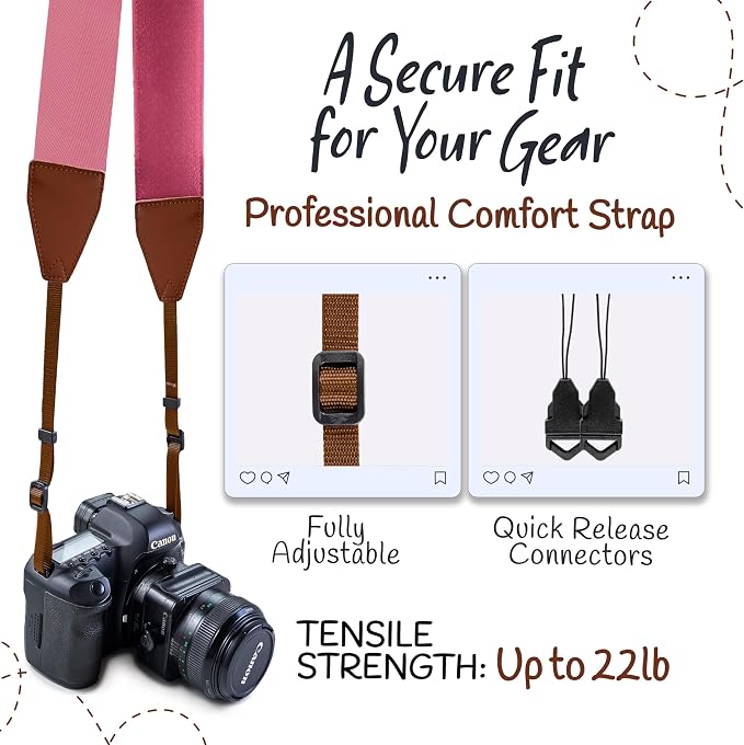 Art Tribute Camera Strap For Photographers Padded Universal Fit Neck Shoulder & - Image 4