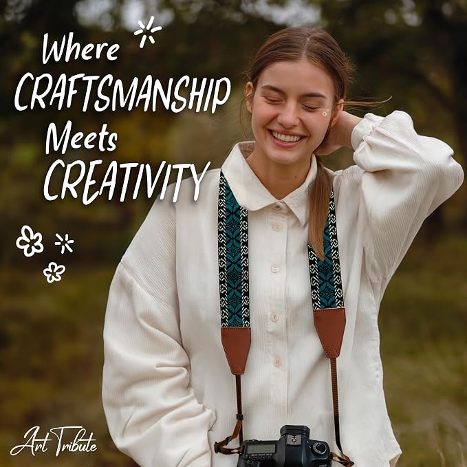 Art Tribute Camera Strap, Vintage Embroidered Neck Shoulder & Crossbody Camera - Image 8