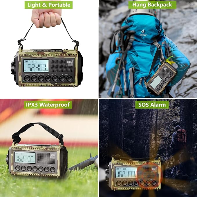 Raynic Weather Radio, 12000mAh Hand Crank Emergency Radio, 6 Ways Powered - Image 5