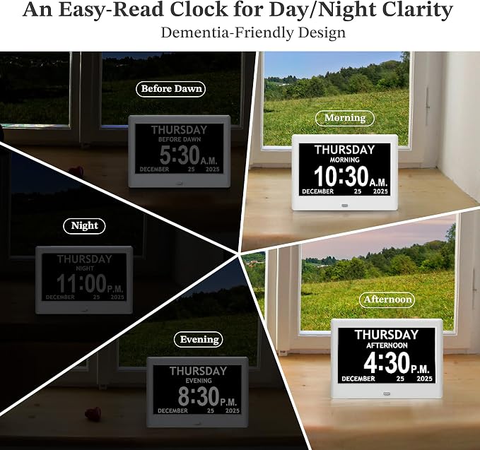 7'' Dementia Clock For Seniors, Large Display Digital Clock - Image 6