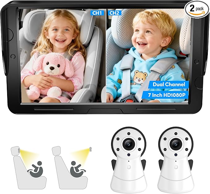 2-Kids Baby Car Camera Dual Monitor – 7 Inch Display by Unknown