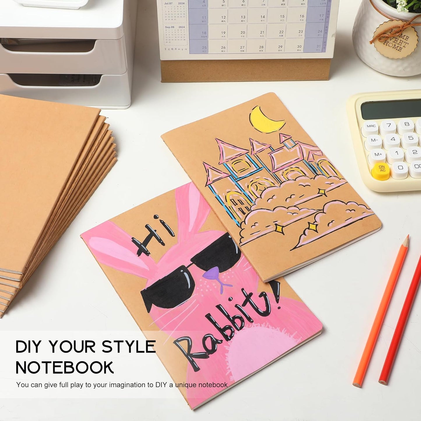 miikoul 48 Pack A5 Kraft Paper Notebook Lined Journal Bulk, 8.3 X 5.5 Inch, 60 Pages/30 Sheets, 80gsm, Travel Notebook Notepad for Adult, Students, Gift, Office, Back to School Supplies