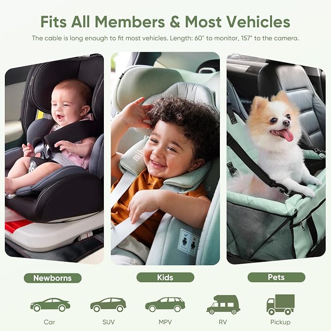 bonoch 5" 1440P Baby Car Camera, Backseat Rear Facing Mirror - Image 6