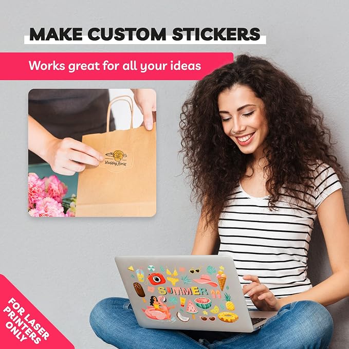 Clear Sticker Paper for Laser Printer -, 8.5 x 11" Letter Size, Glossy Vinyl - Image 9