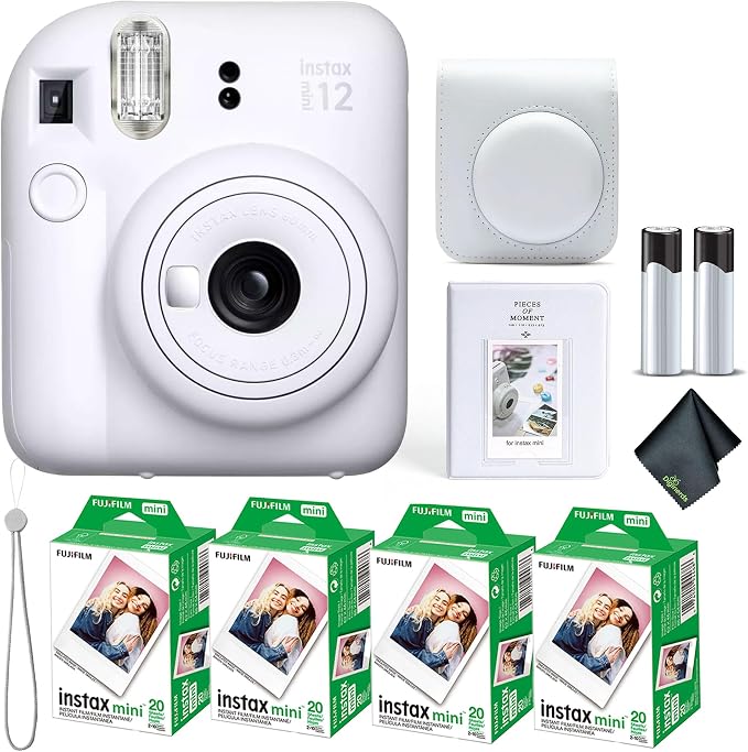 Fujifilm Instax Mini 12 Instant Camera Clay White Bundle by FUJIFILM