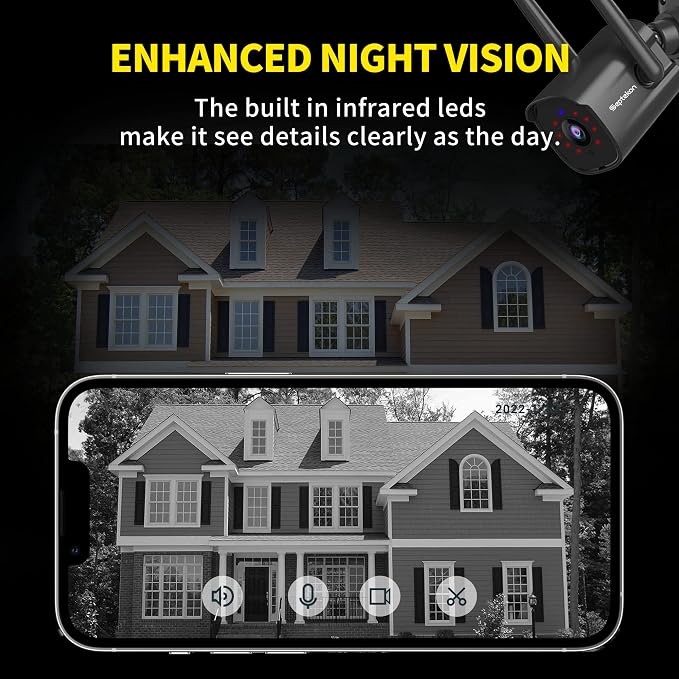 Septekon 2K Home Security Cameras 4 Pack, 2.4G Wired WiFi Security Camera - Image 4