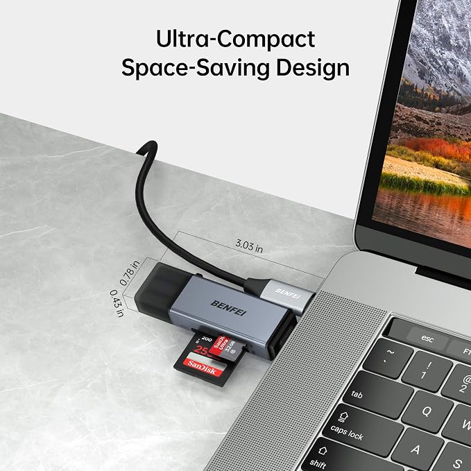 BENFEI SD Card Reader, USB C to SD Micro SD Card Memory Card Adapter Dual Slot - Image 5