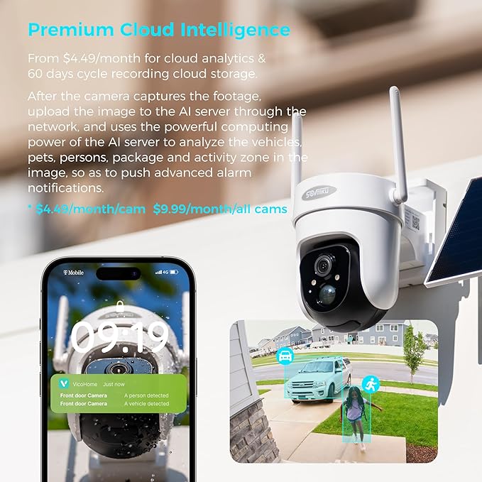 Vicohome 2CQ4G 2K AI Solar Security Camera Wireless Outdoor, Battery Powered Cam - Image 5