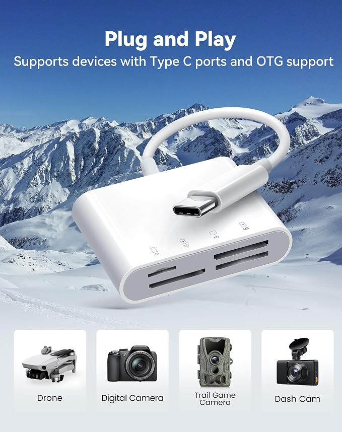 USB C SD Card Reader for iPhone 15 16/iPad/MacBook/Mac, xdgeLoad 4 Slots Type C - Image 5