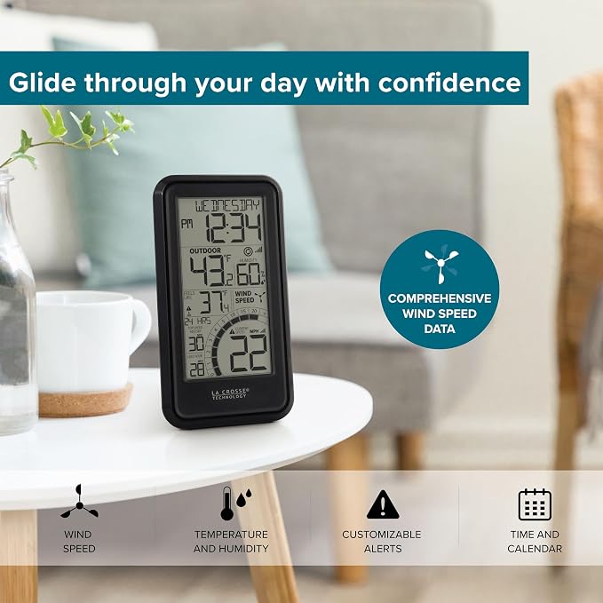 La Crosse Technology 327-1418BW Monochromatic Digital Wind Speed Station - Image 3