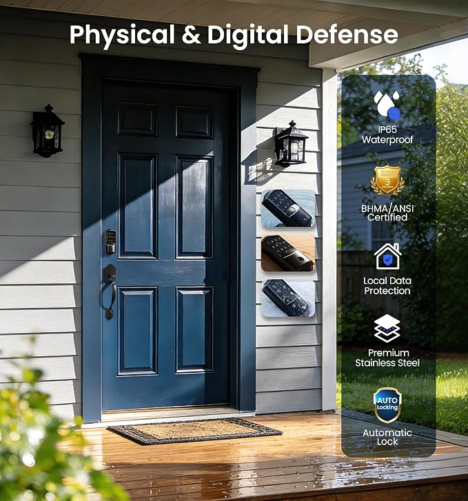 Veise VE027 Built-in Wi-Fi Smart Lock, Fingerprint Keyless Entry Front Door Lock - Image 11