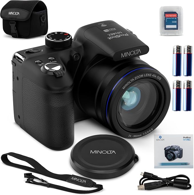 Minolta MN40Z 20MP Digital Camera – 40x Optical Zoom, 1080p FHD Video, 3.0" LCD by Minolta