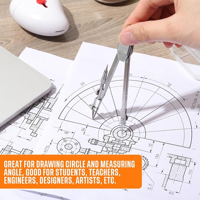 EBOOT Student Geometry Math Set, Drawing Compass and 6 Inch Swing Arm - Image 4