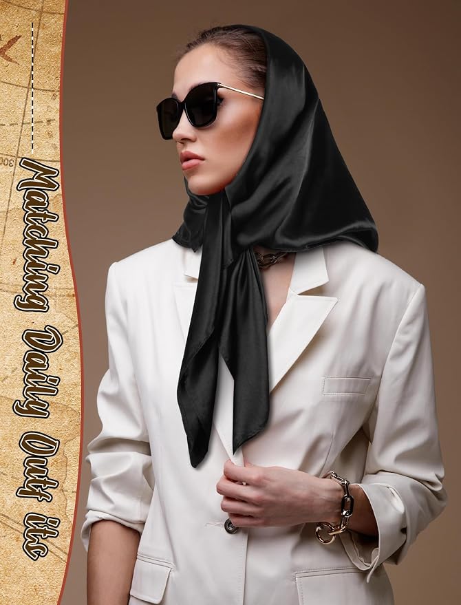 Senker Fashion 35" Head Scarf for Women, Pirate Costume Accessories Silk Red - Image 4