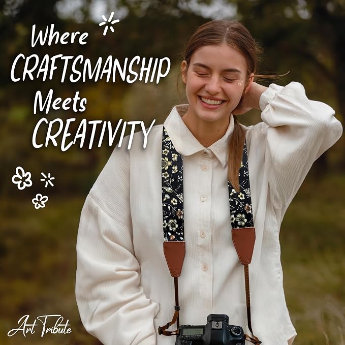 Art Tribute Camera Strap, Vintage Embroidered Neck Shoulder & Crossbody Camera - Image 8