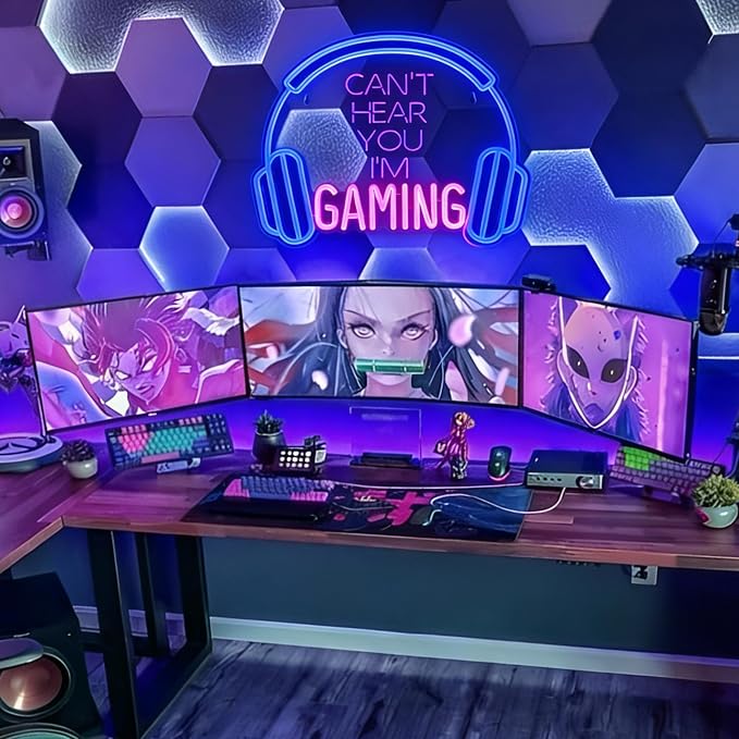 Kavaas Gaming Neon Sign, Can't Hear You I'm Gaming Headset LED Sign - Image 2