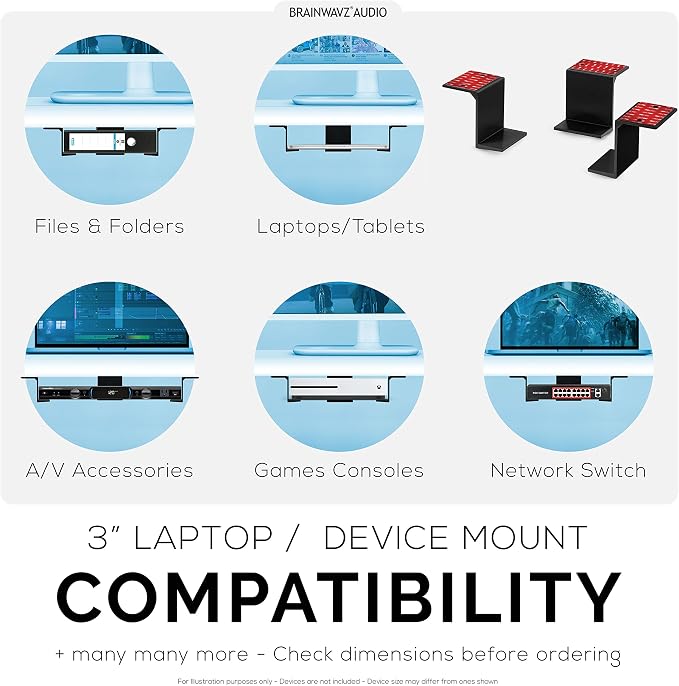 BRAINWAVZ 3” Under Desk Laptop & Device Holder Mount, Adhesive & Screw in - Image 7