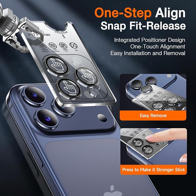 LK 2 Pack for iPhone 17 Pro/17 Pro Max Camera Lens Protector One-Click - Image 3