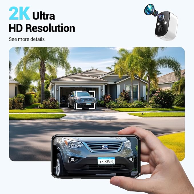 Techage 2K Solar Security Cameras Wireless Outdoor, 2K Battery Powered WiFi - Image 2