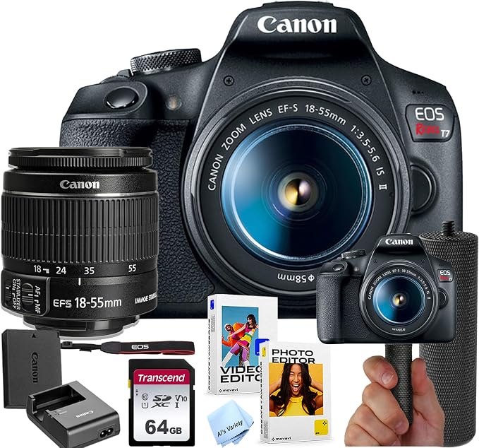 Canon EOS Rebel T7 DSLR Camera Bundle w/Canon EF-S 18-55mm f/3.5-5.6 is II Lens by Amazon+Renewed