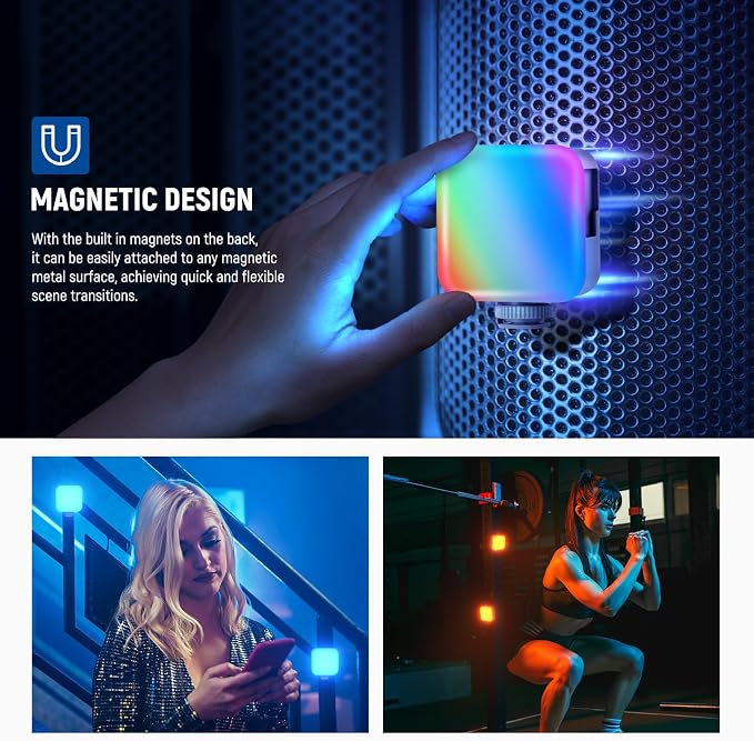 NEEWER Basic Magnetic RGB Video Light, 360° Full RGB Mini LED Camera Light - Image 6