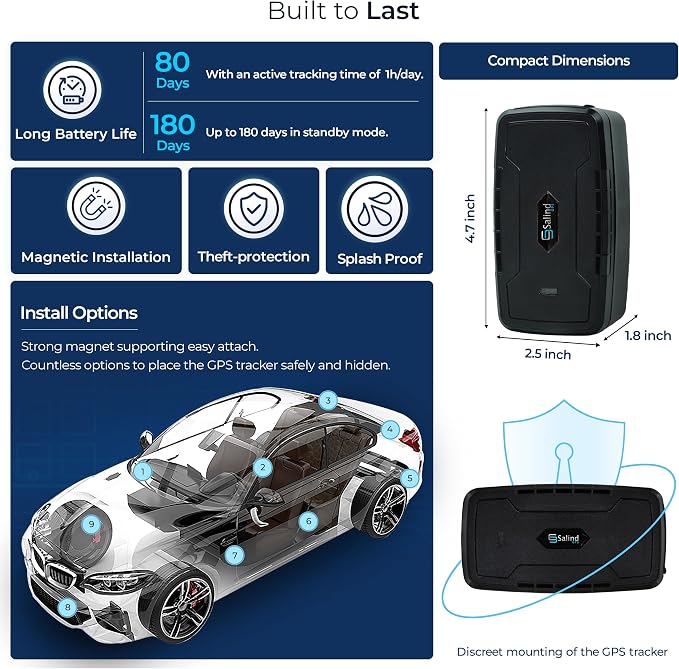 SALIND GPS Tracker – Heavy-Duty Magnetic Car & Truck Tracker, Real-Time - Image 3