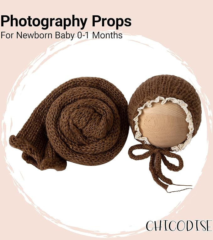 Newborn Photography Props Wraps & Ruffle Edge Bonnet - Image 4