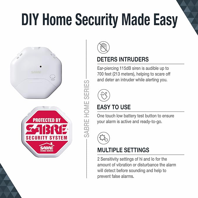 Sabre 120 dB Wedge Door Stop Security Alarm, Extremely Loud Wireless Siren - Image 3