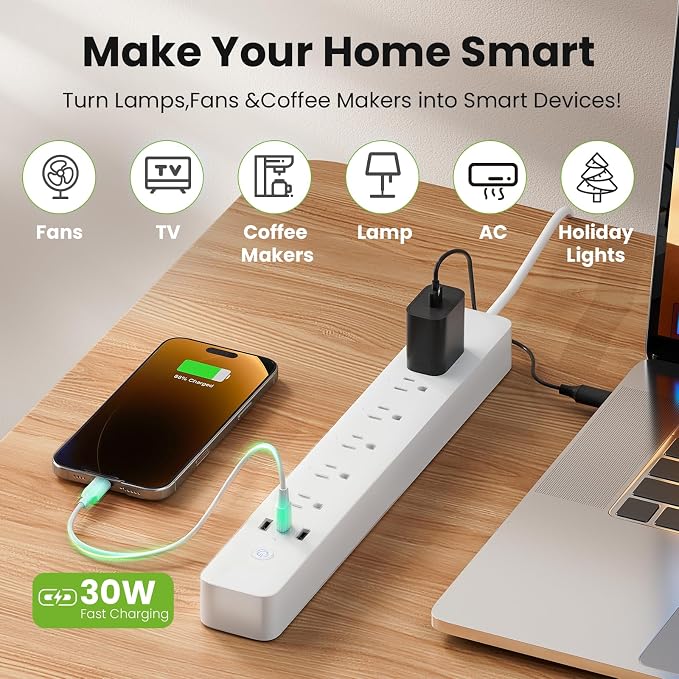 GHome Smart Power Strip 15A, 2.4G WiFi Smart plugs that work - Image 9