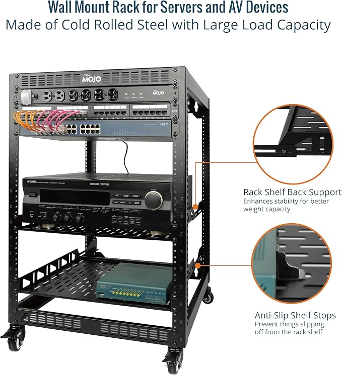 TECMOJO 16U Open Frame Network Rack - Image 3