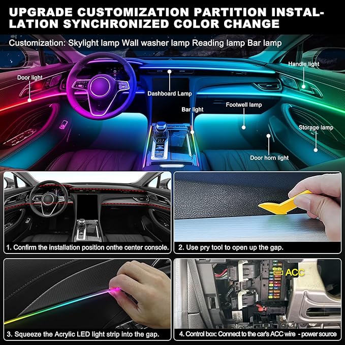 Dreamcolor Acrylic Interior Car LED Strip Light - Image 6