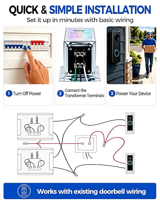 24V 40VA Hardwired Transformer for Ring Video Doorbell, Eufy & Smart Thermostats - Image 4