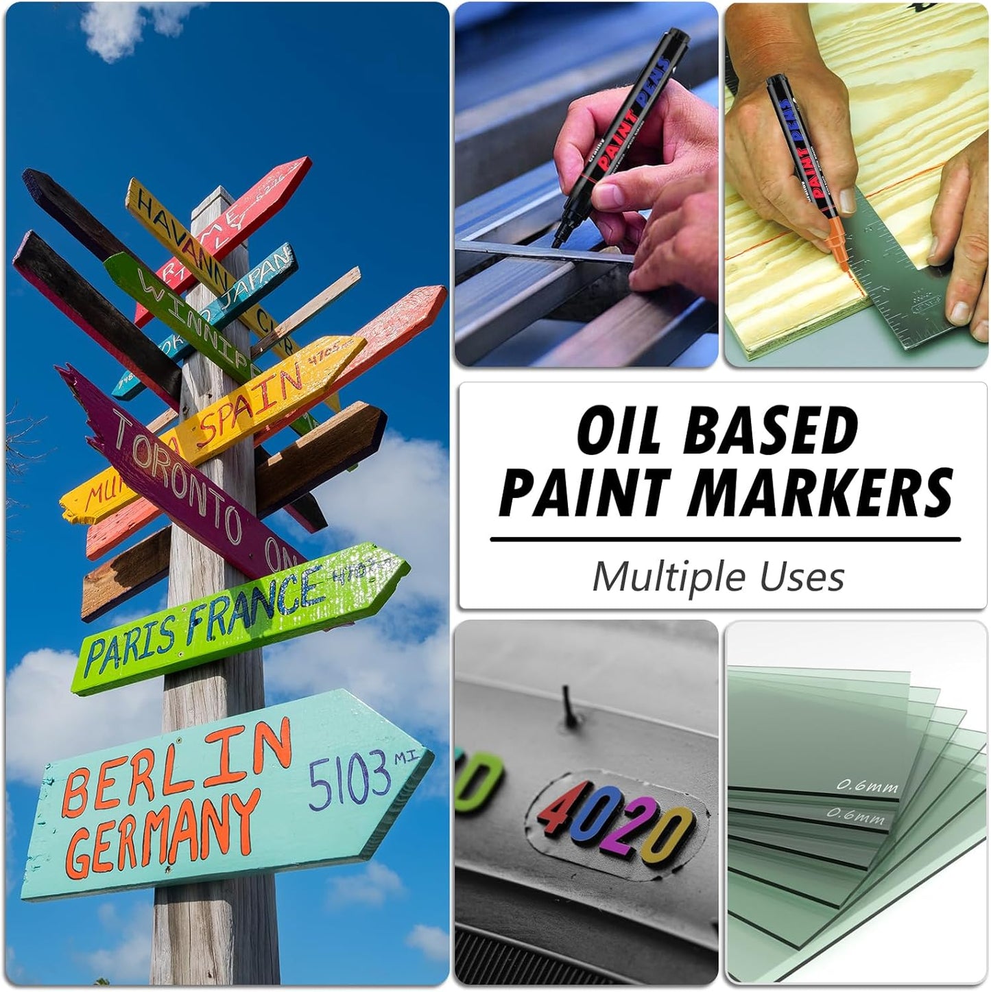 Pink Paint Pens Paint Markers - 12 Pack Permanent Quick Dry Waterproof Marker Pens for Rocks Wood Fabric Plastic Canvas Glass Mugs Metal Tire Stone
