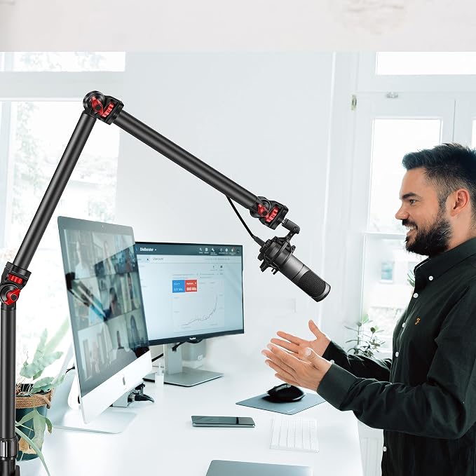 Overhead Camera Mount Desk Stand, 3-Section Flexible Detachable Articulating Arm - Image 7