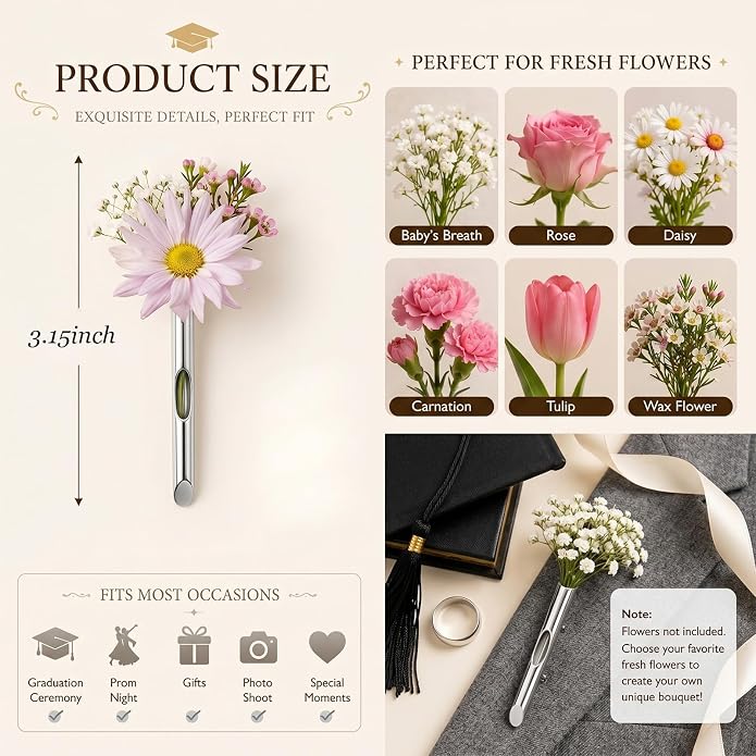 Flower Holder Brooch Pin for Women Flower Vase Brooch Back to School Teacher - Image 6