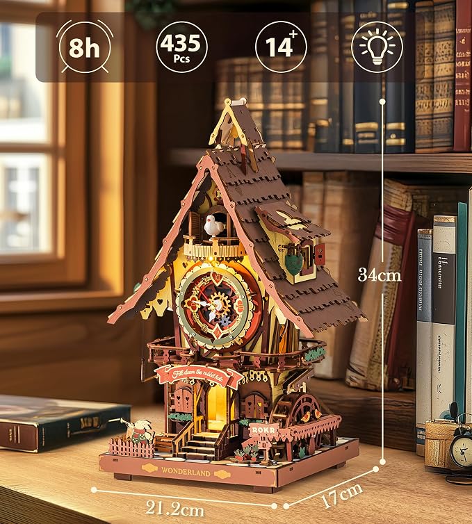 ROKR Cuckoo Clock Mechanical 3D Wooden Puzzle Kit - Image 6
