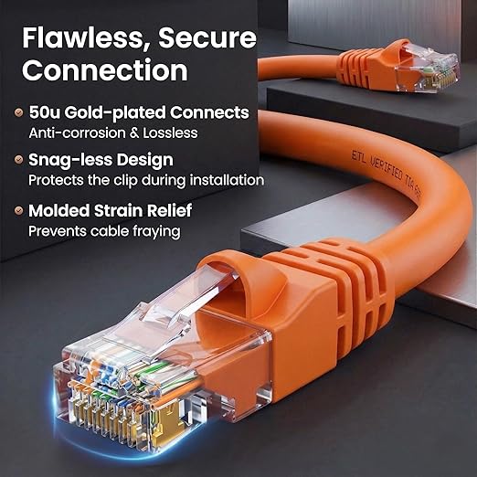 GEARit Cat 6 Ethernet Patch Cable 1 ft Orange Cat6 Patch Cables 1ft - Image 4