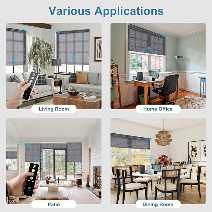 SmartWings Motorized Light Filtering Roller Shades 70% Blackout Work - Image 4