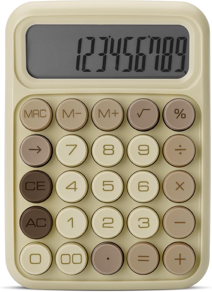 Mr. Pen- Mechanical Switch Calculator, 12 Digit Large LCD Display, Khaki Cream - Image 7