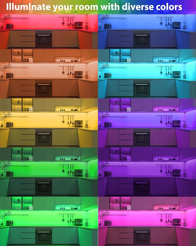 ASOKO 300 Lumens RGB Under Cabinet Led Light Plug in, 6 Pack 12 inch Linkable - Image 4