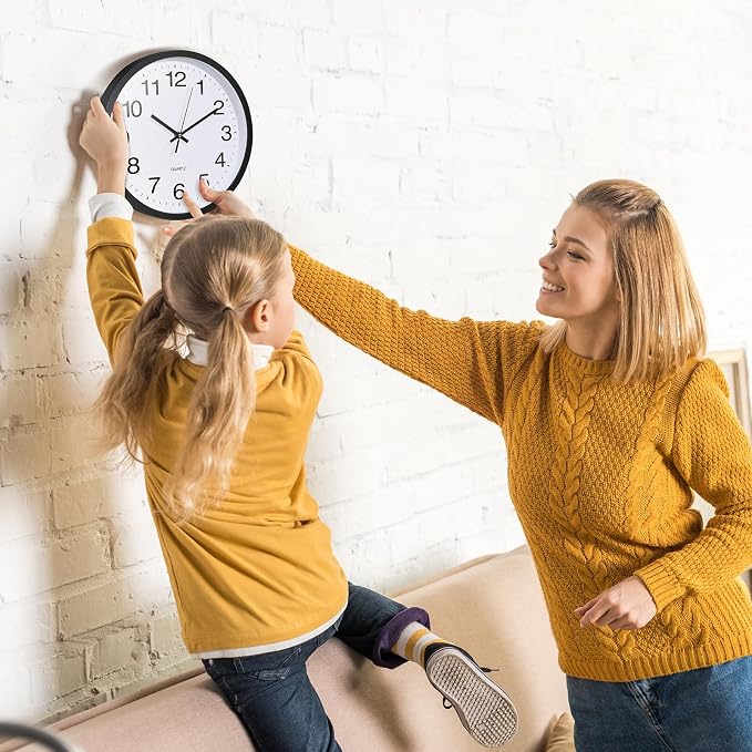 Inbagi 8 Pcs Wall Clock Bulk Large Silent Battery Operated Classroom Clocks - Image 3