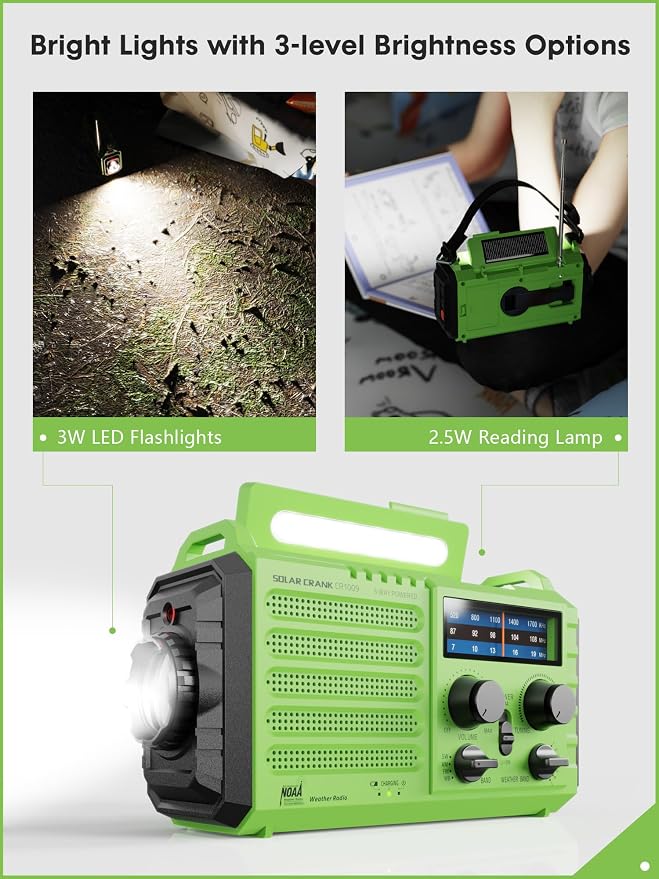 Raynic Weather Radio, 5000mAh/18500mWh Solar Hand Crank Emergency Radio - Image 2