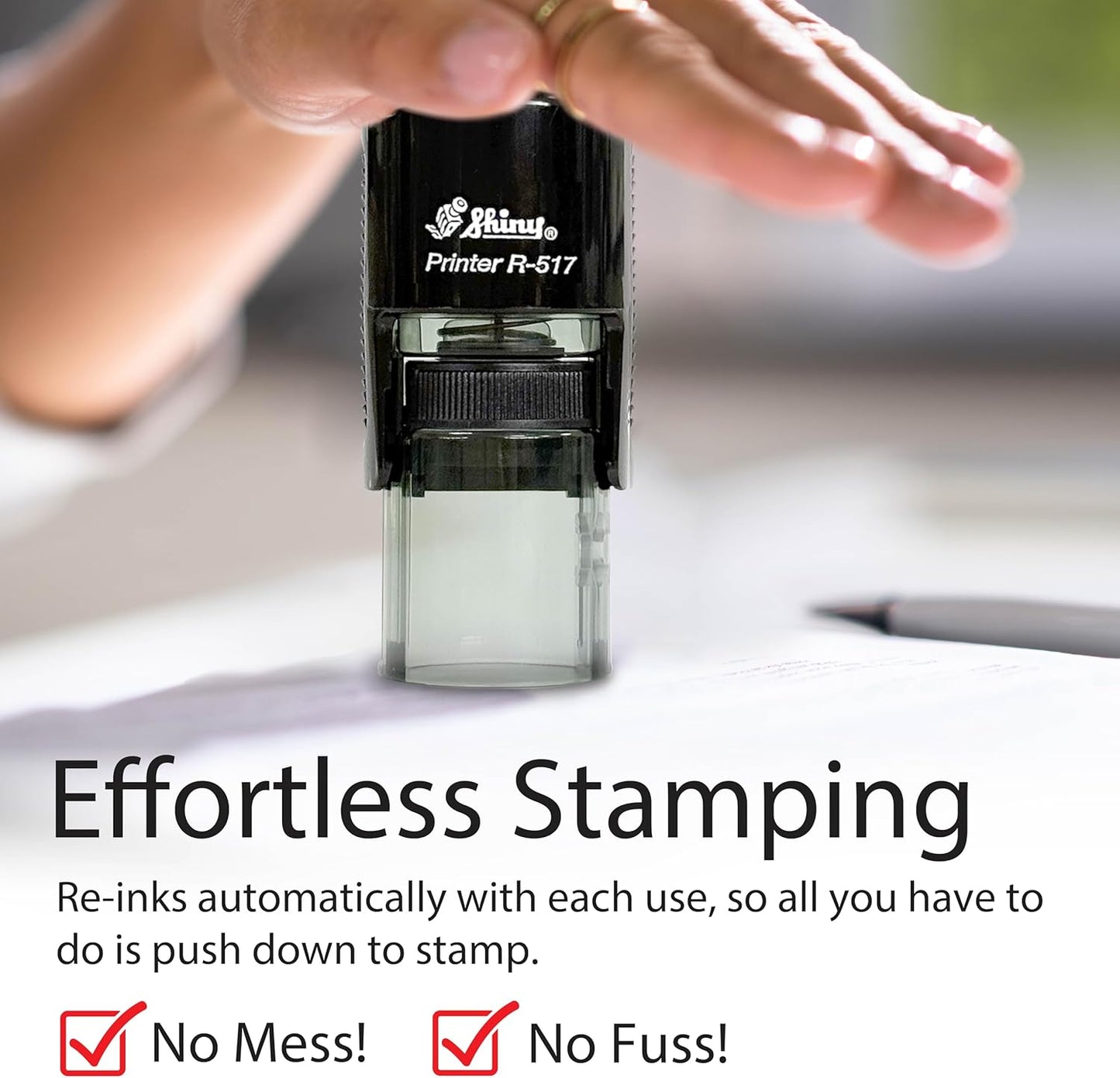 Shiny Wow Teacher Stamp, Round Self Inking Stamp for Classroom, Red Ink